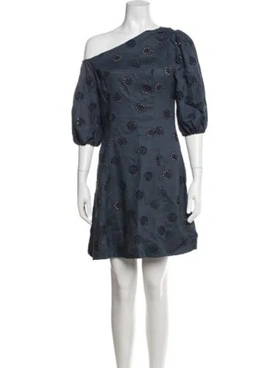 Pre-owned Figue Linen Mini Dress In Blue