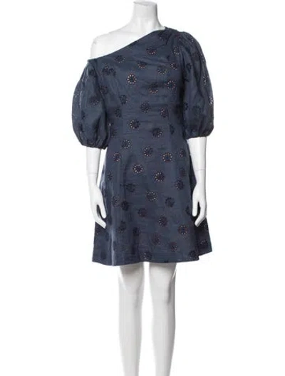 Pre-owned Figue Linen Mini Dress W/ Tags In Blue