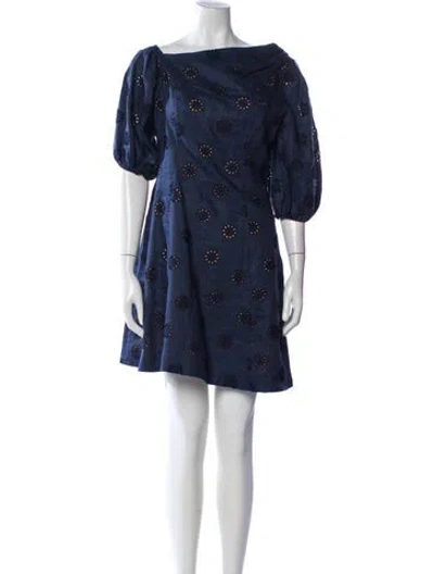 Pre-owned Figue Linen Mini Dress W/ Tags In Blue