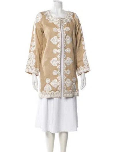 Pre-owned Figue Linen Patterned Coat In Neutral