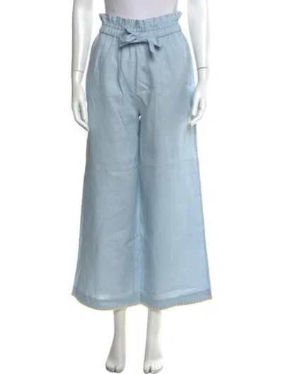 Pre-owned Figue Linen Wide Leg Pants In Blue