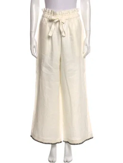 Pre-owned Figue Linen Wide Leg Pants In Neutral
