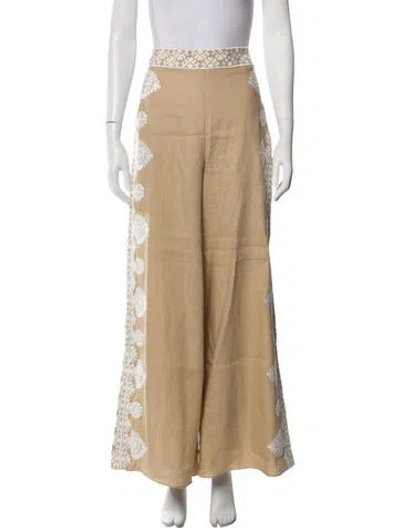 Pre-owned Figue Linen Wide Leg Pants In Neutrals