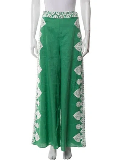 Pre-owned Figue Linen Wide Leg Pants W/ Tags In Green