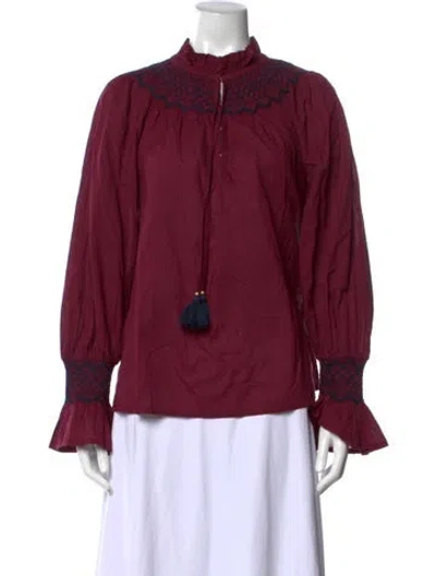 Pre-owned Figue Long Sleeve Blouse In Purple
