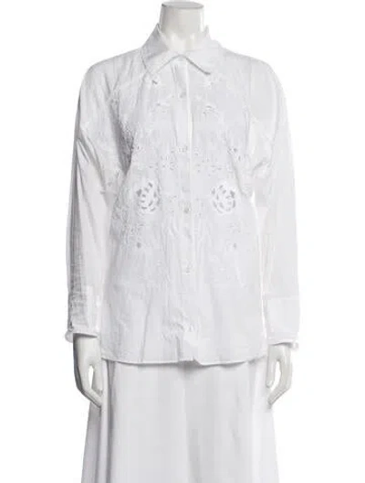 Pre-owned Figue Long Sleeve Blouse In White