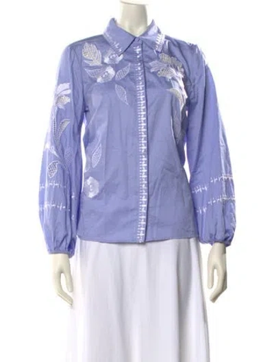 Pre-owned Figue Long Sleeve Button-up Top In Blue