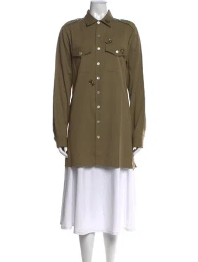 Pre-owned Figue Long Sleeve Button-up Top In Green