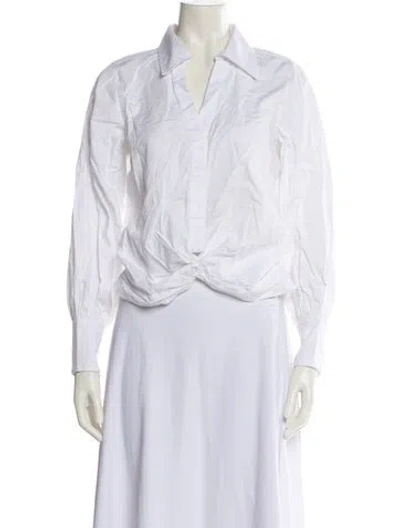 Pre-owned Figue Long Sleeve Button-up Top In White