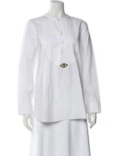 Pre-owned Figue Long Sleeve Button-up Top In White