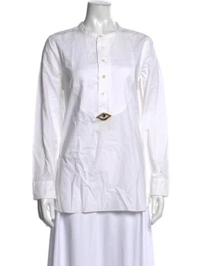 Pre-owned Figue Long Sleeve Button-up Top In White