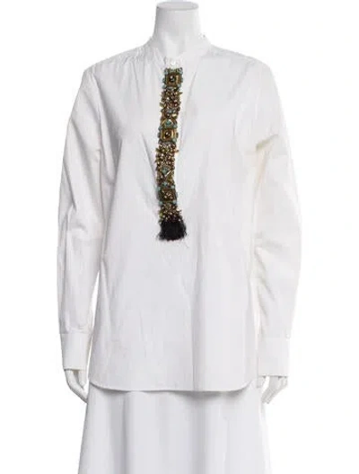 Pre-owned Figue Long Sleeve Top In White