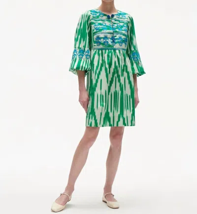 Figue Lucie Dress In Ikat Jungle Green In Multi