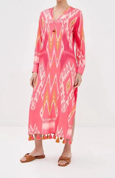 Figue Margaux Kaftan In Salome Ikat Sunset Coral In Multi