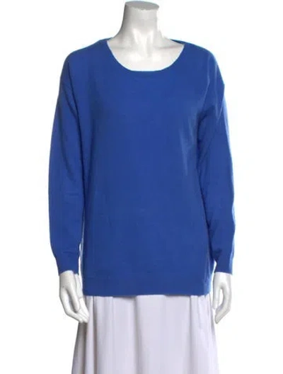 Pre-owned Figue Merino Wool Scoop Neck Sweater In Blue