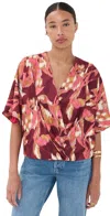 Figue Mirabel Top Ikat Foliage Bordeaux Red In Red