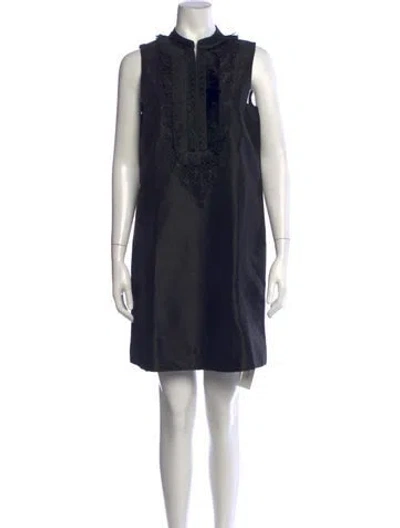 Pre-owned Figue Mock Neck Mini Dress In Blue