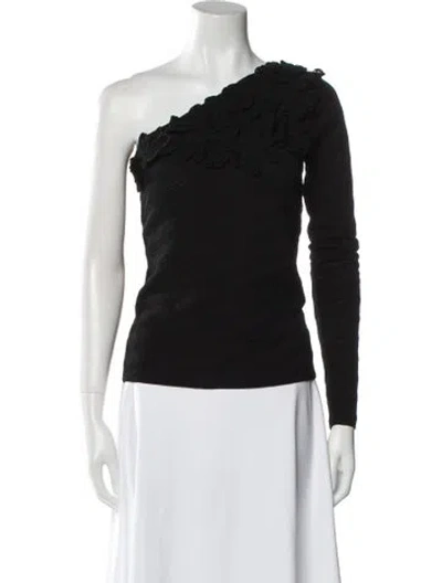 Pre-owned Figue One-shoulder Long Sleeve Top In Black
