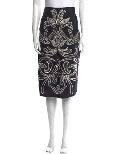 Pre-owned Figue Paisley Print Knee-length Skirt In Black