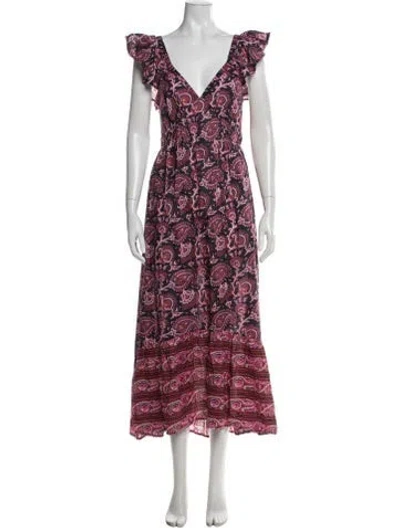 Pre-owned Figue Paisley Print Long Dress In Blue