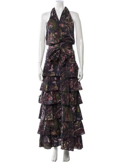 Pre-owned Figue Paisley Print Long Dress In Multi