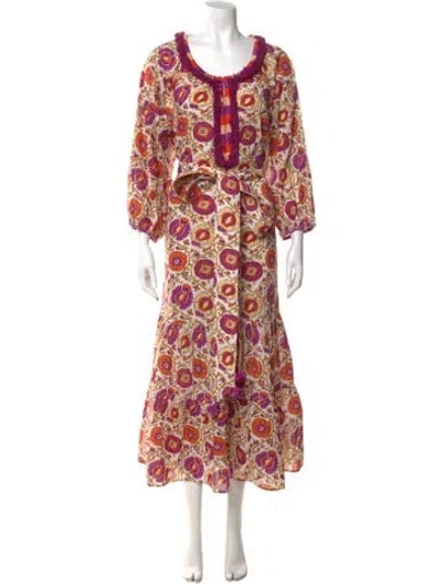 Pre-owned Figue Paisley Print Long Dress In Neutral