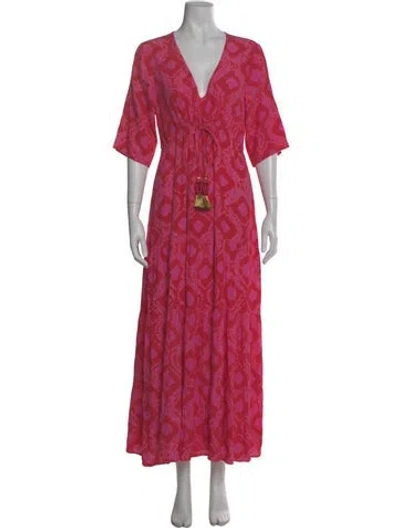 Pre-owned Figue Paisley Print Long Dress In Pink
