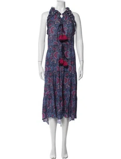 Pre-owned Figue Paisley Print Long Dress In Purple