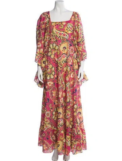Pre-owned Figue Paisley Print Long Dress W/ Tags In Pink