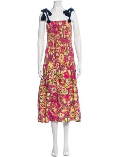 Pre-owned Figue Paisley Print Midi Length Dress In Pink