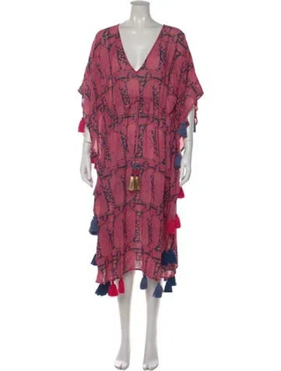 Pre-owned Figue Paisley Print Midi Length Dress In Pink