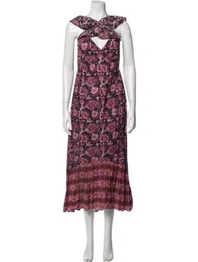 Pre-owned Figue Paisley Print Midi Length Dress In Pink