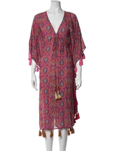 Pre-owned Figue Paisley Print Midi Length Dress In Pink