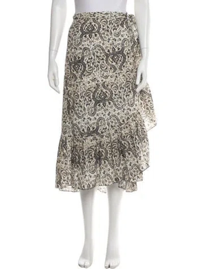 Pre-owned Figue Paisley Print Midi Length Skirt W/ Tags In Neutrals