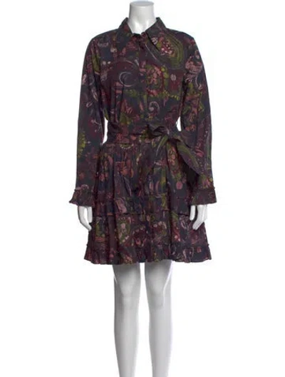 Pre-owned Figue Paisley Print Mini Dress In Black