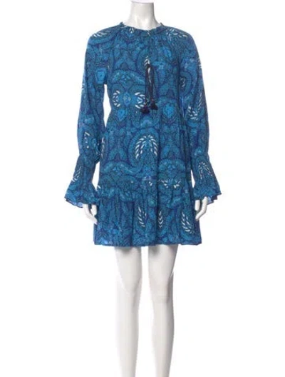 Pre-owned Figue Paisley Print Mini Dress In Blue