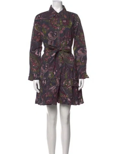 Pre-owned Figue Paisley Print Mini Dress In Purple