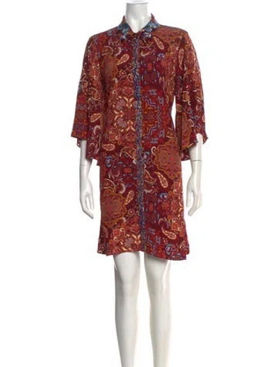 Pre-owned Figue Paisley Print Mini Dress In Red