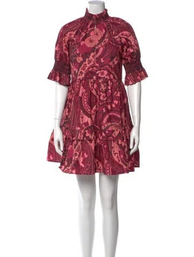 Pre-owned Figue Paisley Print Mini Dress W/ Tags In Pink