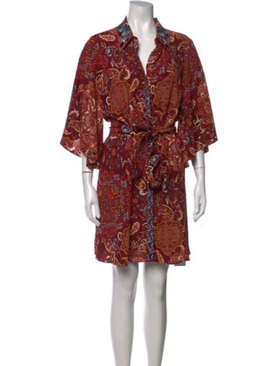 Pre-owned Figue Paisley Print Mini Dress W/ Tags In Red