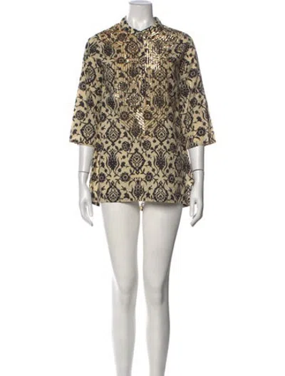 Pre-owned Figue Paisley Print Mini Dress In Yellow