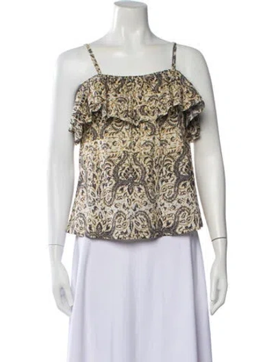 Pre-owned Figue Paisley Print Square Neckline Top In Neutrals