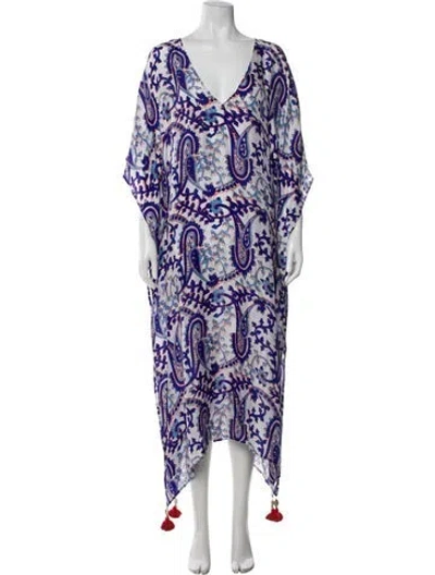 Pre-owned Figue Paisley Print Tassel Accents Robe In Blue