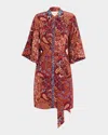 Figue Pamela Medallion-print 3/4-sleeve Mini Shirtdress In Multi