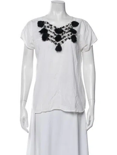 Pre-owned Figue Patterned Crew Neck Top In White