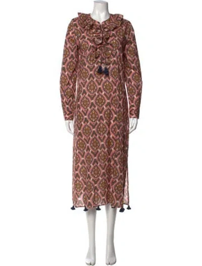 Pre-owned Figue Patterned Long Dress In Pink