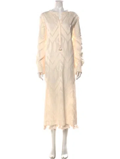 Pre-owned Figue Patterned Long Dress W/ Tags In Neutral