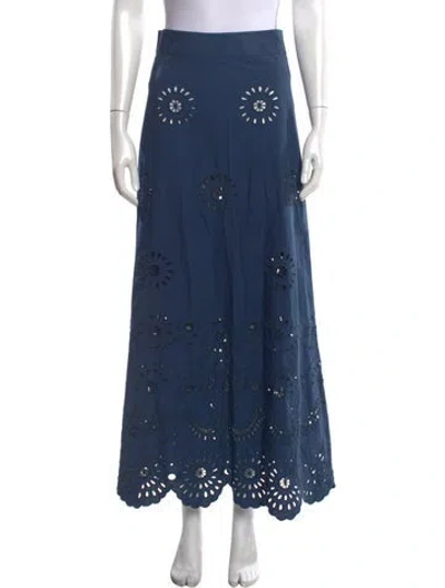 Pre-owned Figue Patterned Long Skirt In Blue