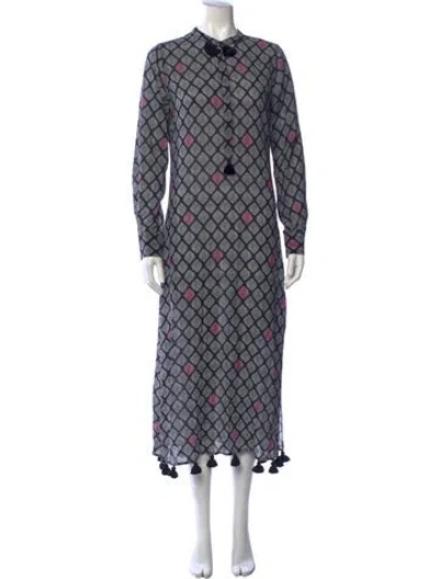 Pre-owned Figue Patterned Midi Length Dress In Grey