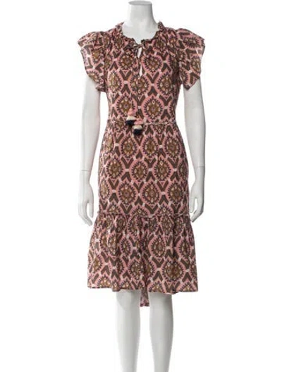 Pre-owned Figue Patterned Midi Length Dress In Pink